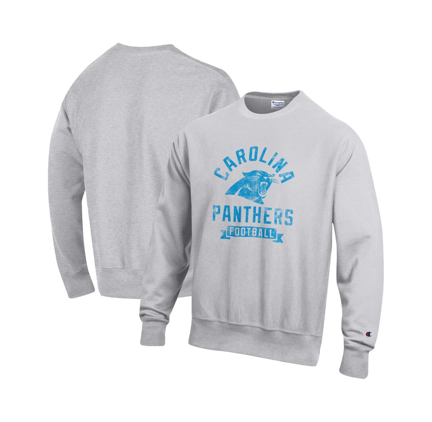 Men's Heather Gray Carolina Panthers Reverse Weave Fleece Pullover Sweatshirt