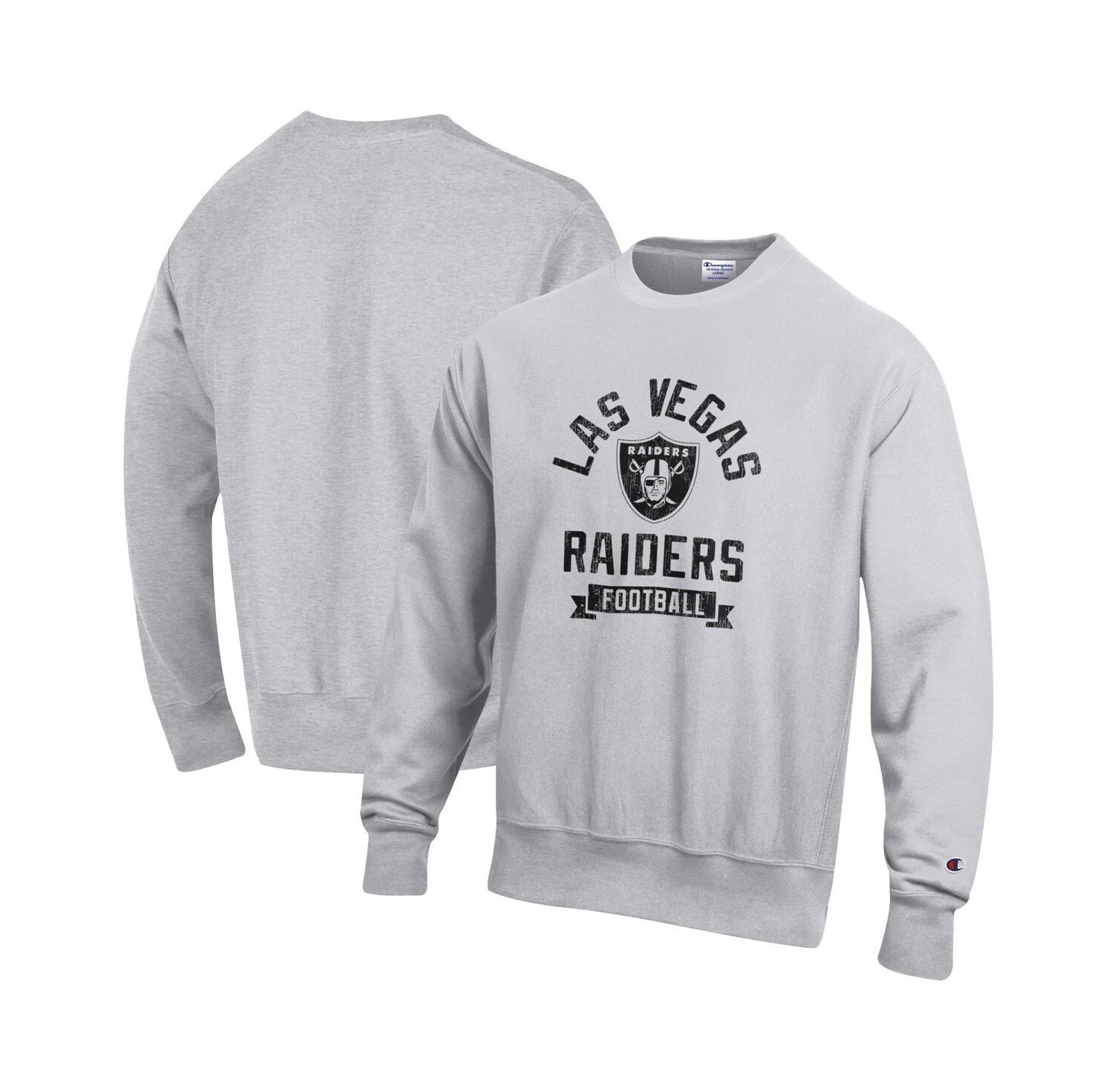 Men's Heather Gray Las Vegas Raiders Reverse Weave Fleece Pullover Sweatshirt