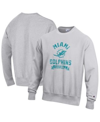 Champion - Men's Heather Gray Miami Dolphins Reverse Weave Fleece Pullover Sweatshirt