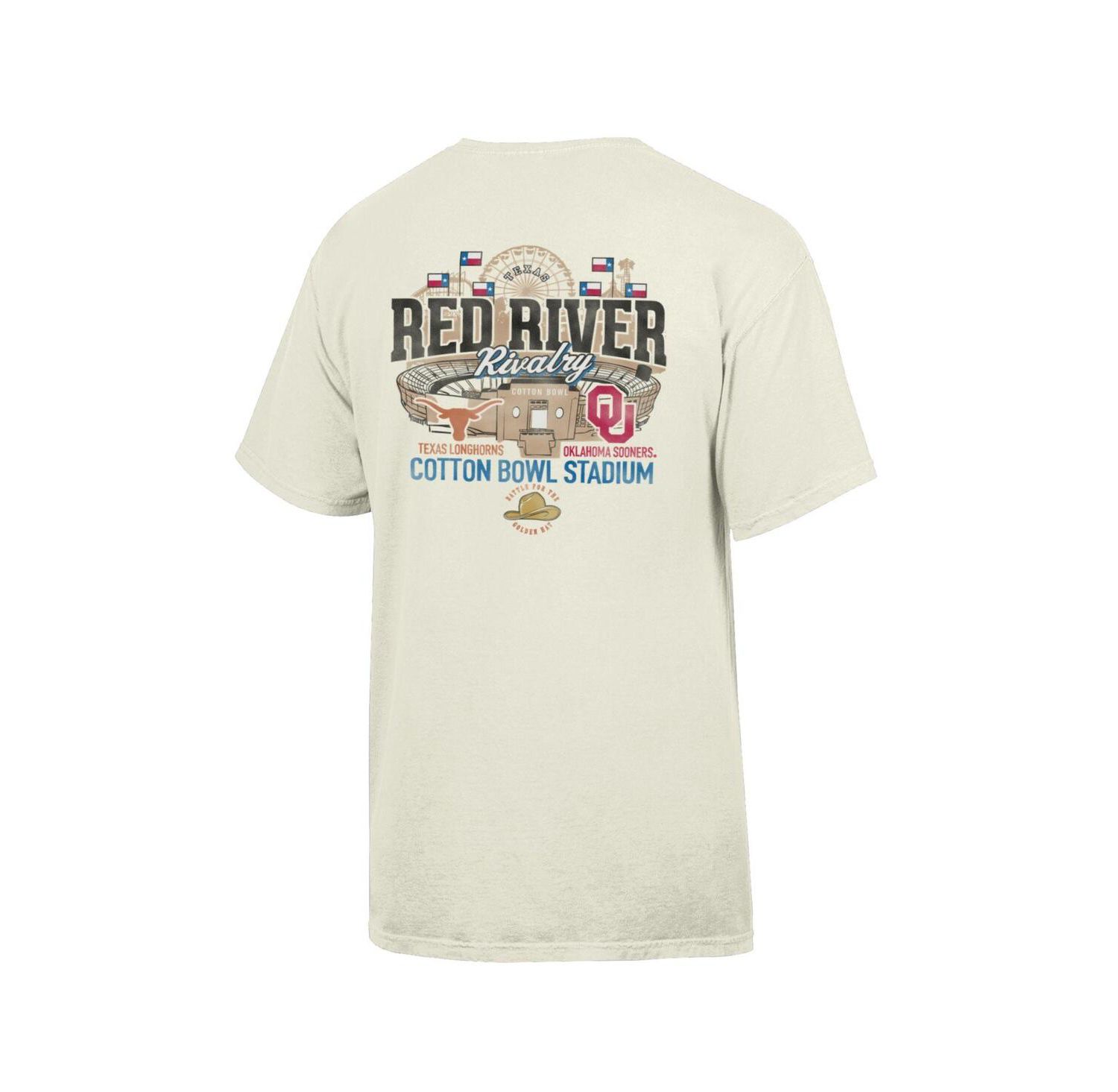 Men's Cream Texas Longhorns vs. Oklahoma Sooners Red River Rivalry Stadium Match Up T-Shirt
