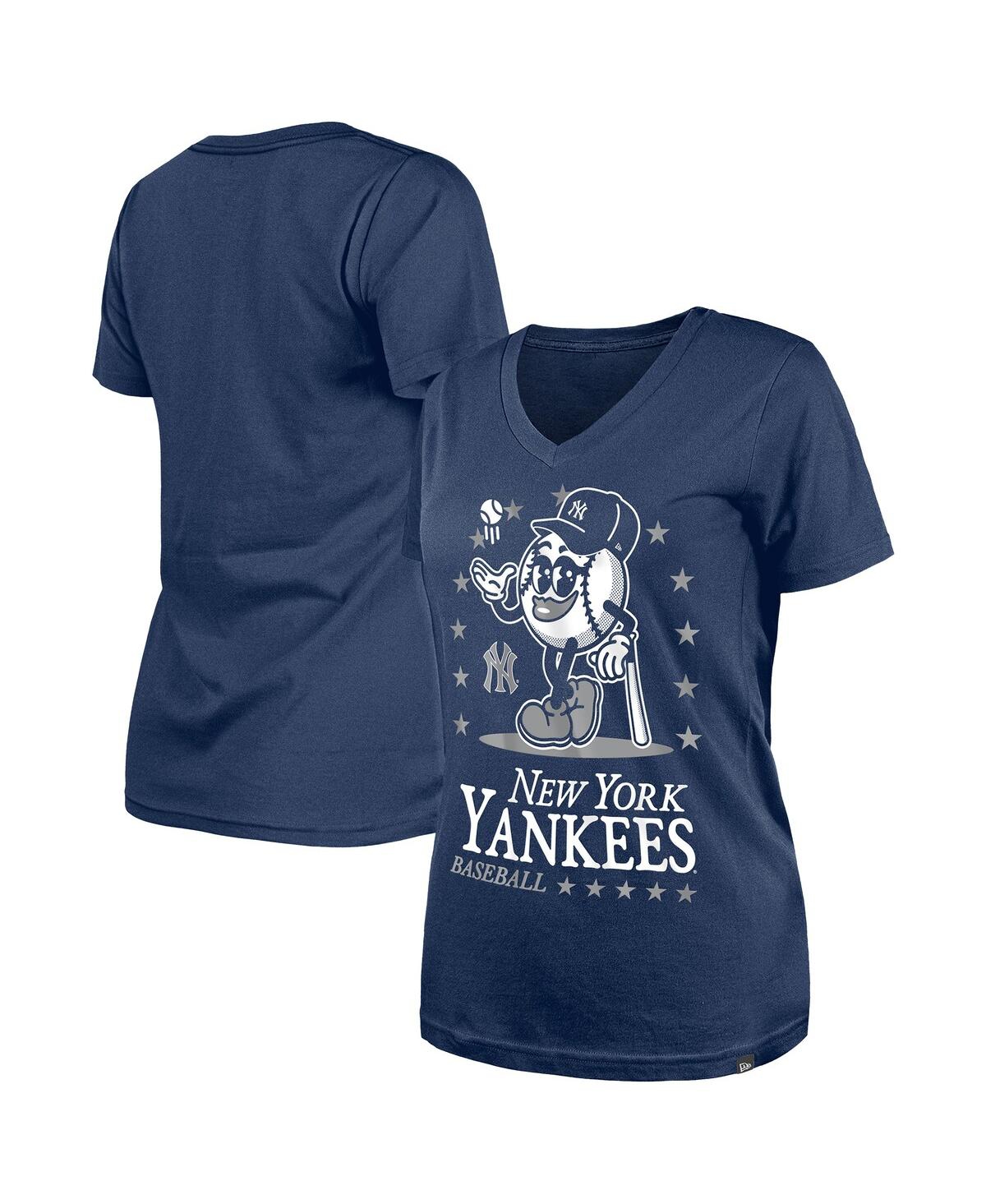 New Era Women's Navy New York Yankees Little Miss 2 V-neck T-shirt In Blue