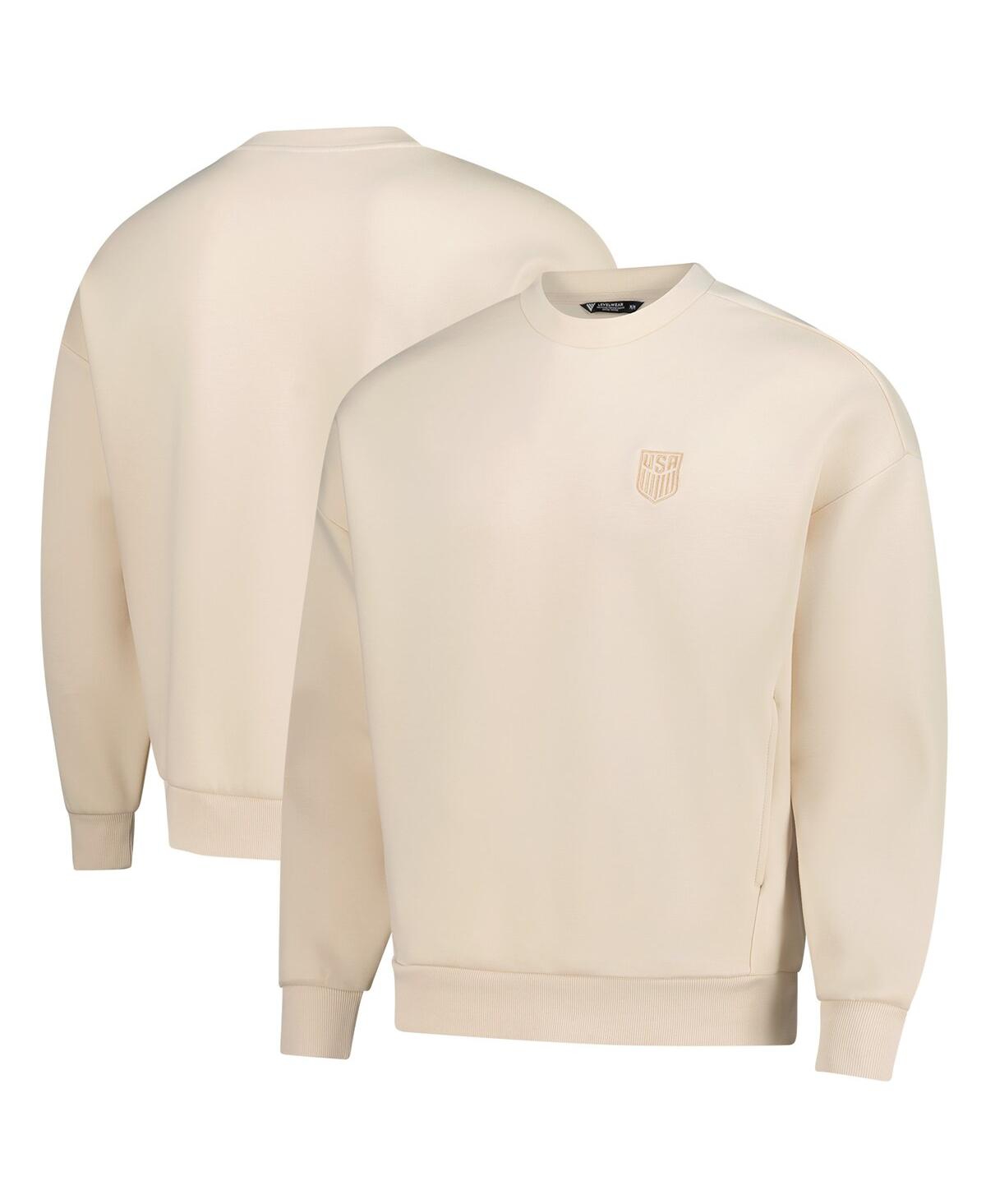 Levelwear Men's And Women's Khaki Usmnt Luxe Signature Tri-blend Pullover Sweatshirt In Nude