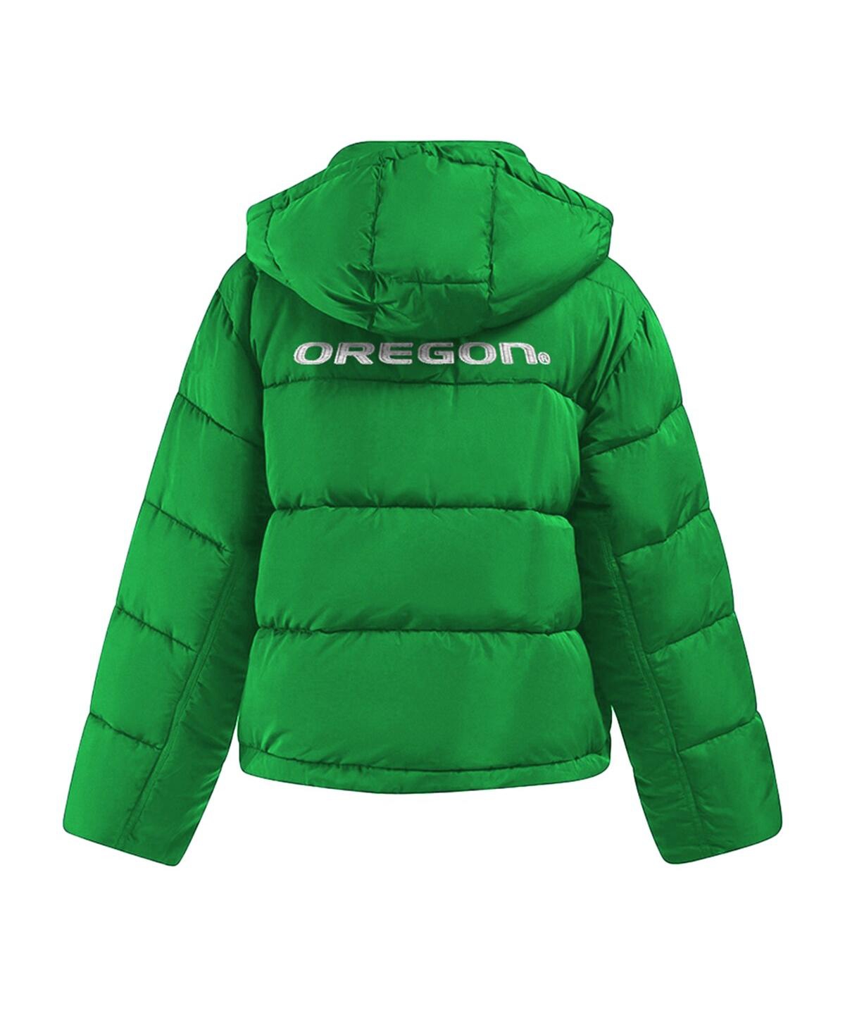 Hype And Vice Women's Green Oregon Ducks Full-zip Puffer Jacket In Green