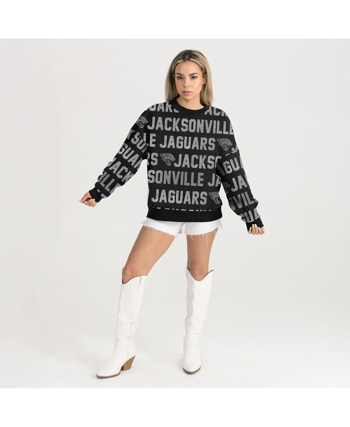 Gameday Couture Women's Black Jacksonville Jaguars Relaxed Drop Shoulder Hype Era Rhinestone Text Sweatshirt In Black