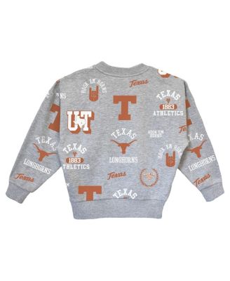 Big Girls Gray Texas Longhorns Always on Repeat Pullover Sweatshirt