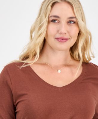 Plus Size Long Sleeve V-Neck Top