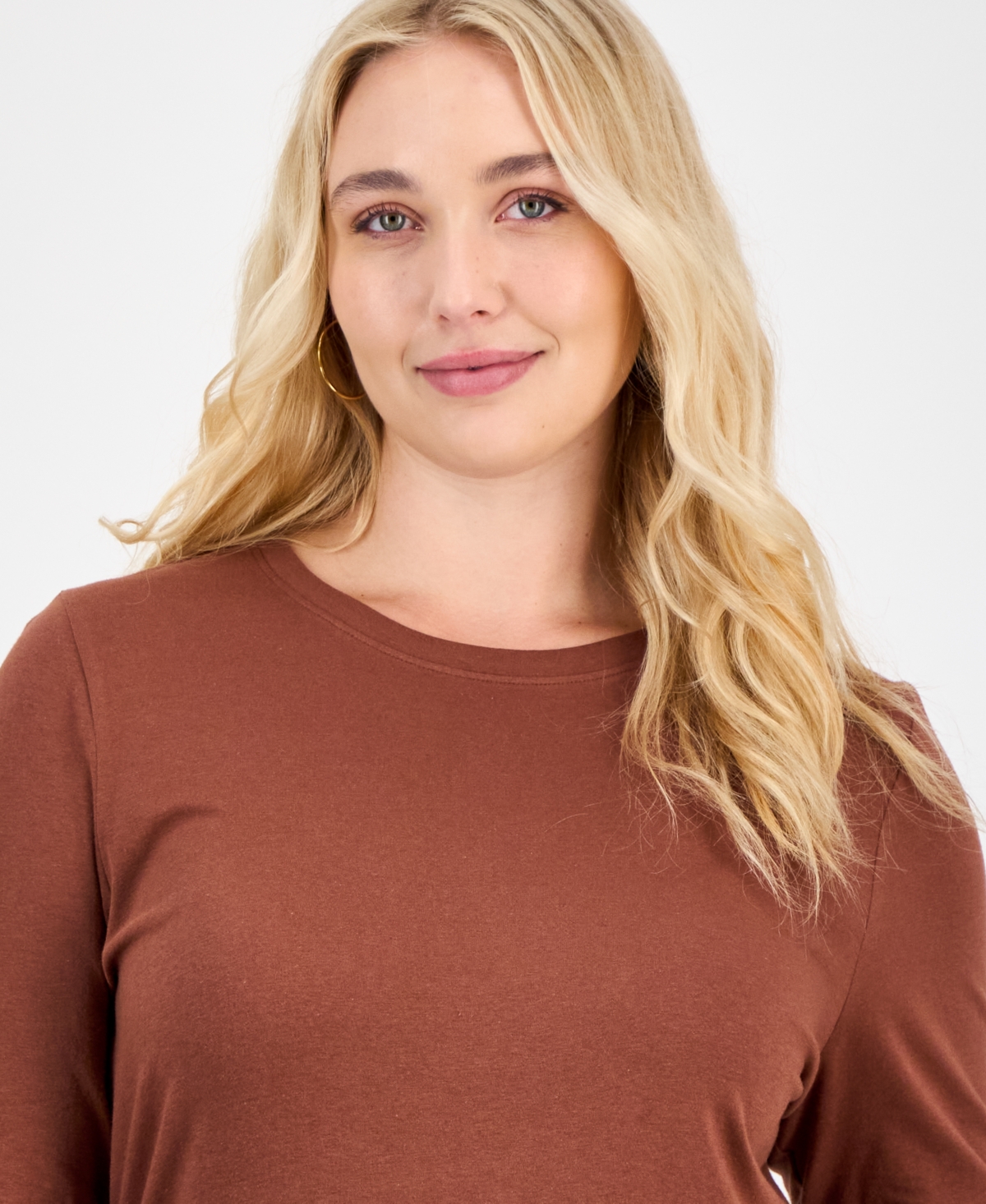 Aveto Plus Size Crewneck Top In Brown