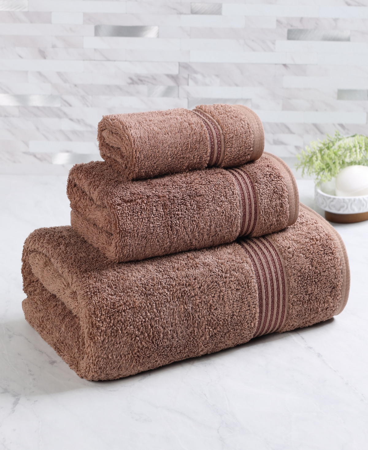 Superior Solid Quick Drying Egyptian Cotton 6 Piece Bath Towel Set In Brown