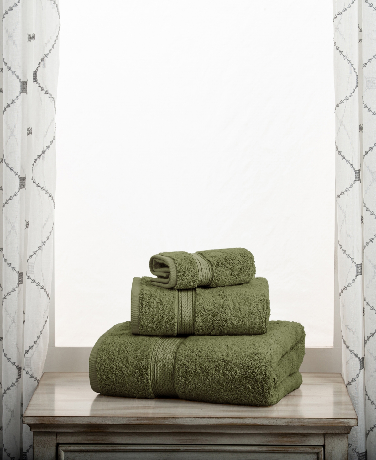 Superior 100% Egyptian Cotton 3-pc Towel Set In Green