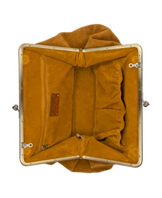 Extra Large Suede Serafina Frame Kiss-Lock Bag