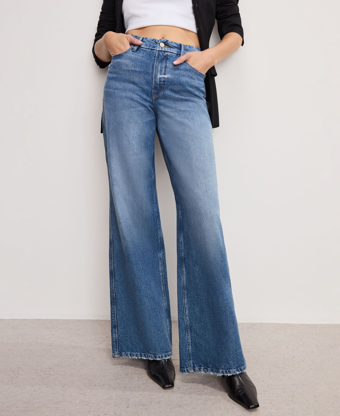 Женские джинсы Good American Good Wide Leg High-Rise Jeans, Regular and Plus, цвет: Индиго — фото 1