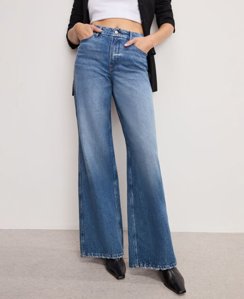 Женские джинсы Good American Good Wide Leg High-Rise Jeans, Regular and Plus, цвет: Индиго