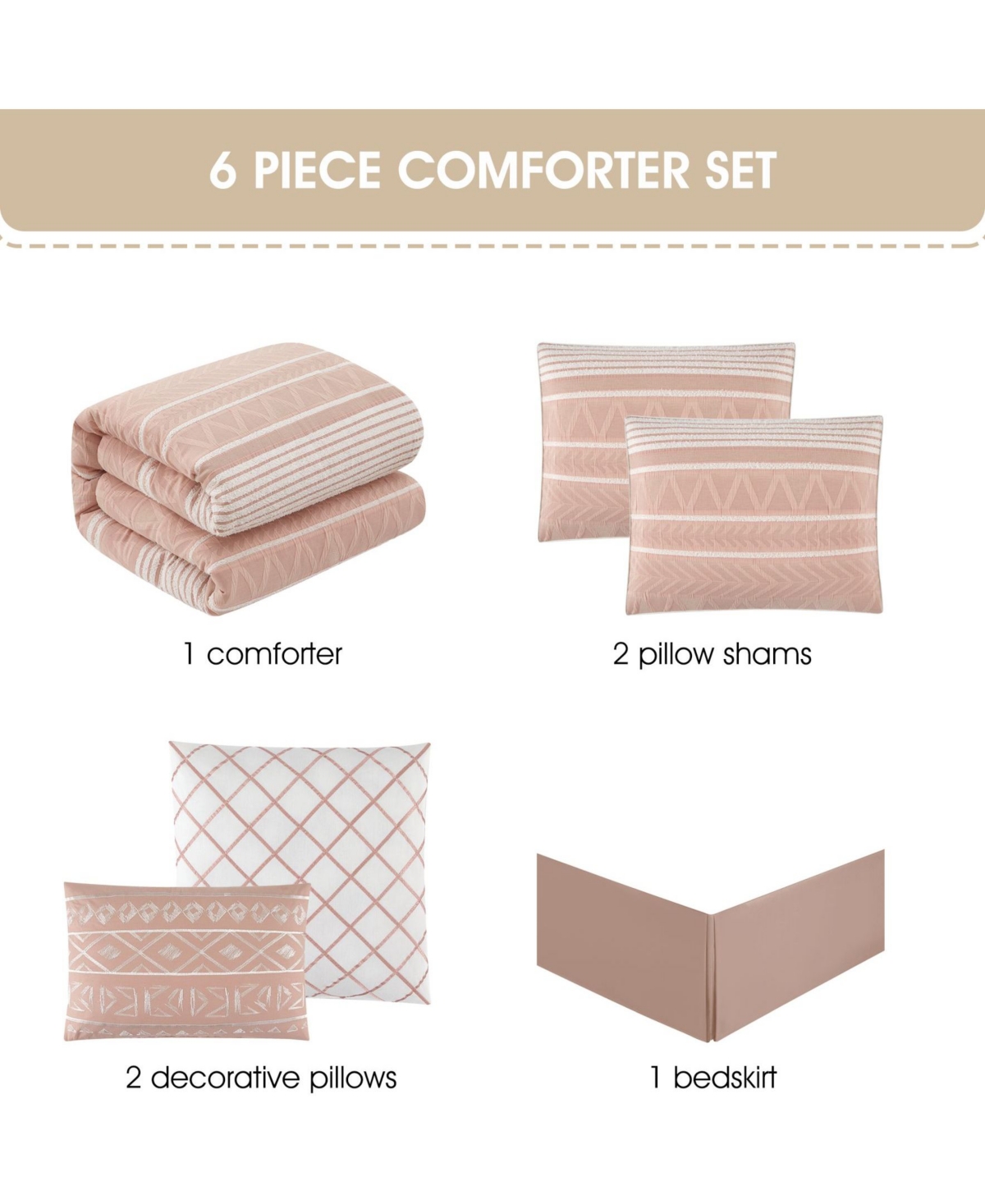 Stratford Park Cleluya Cotton Jacquard 6-pc. Comforter Set, Queen In Pink