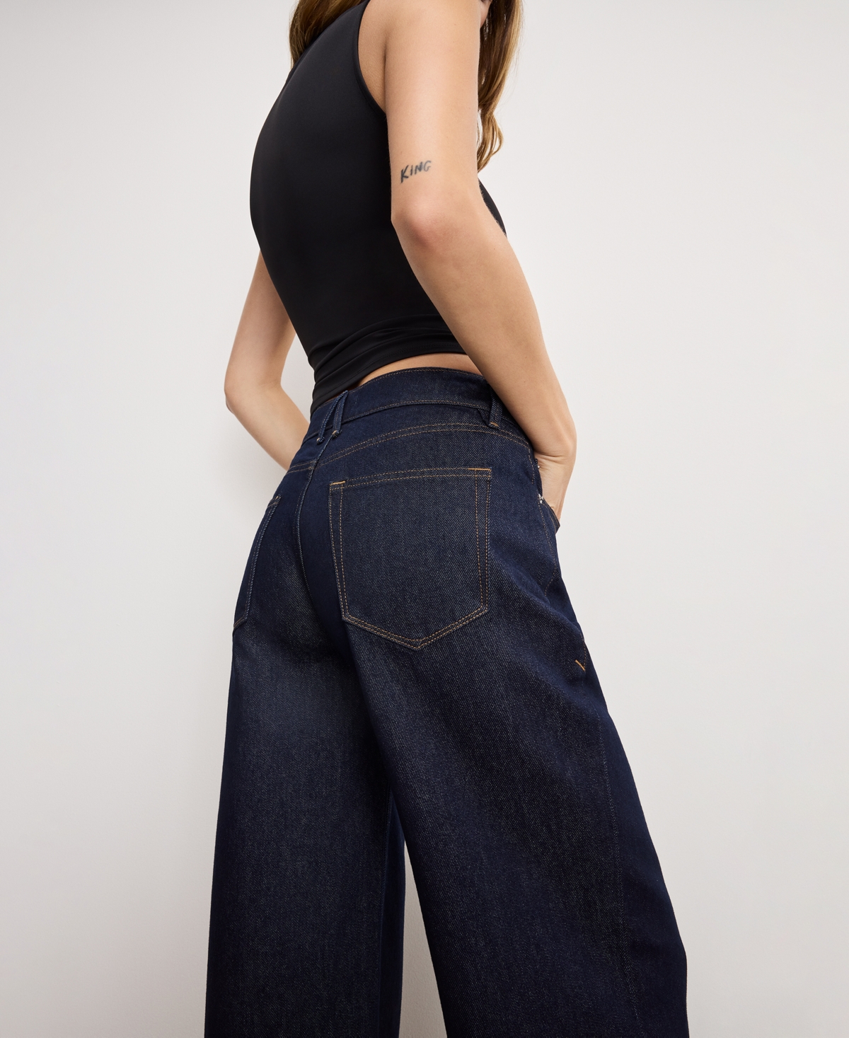 Good American Good Standard Baggy Cuffed Jeans Indigo1006 In Blue