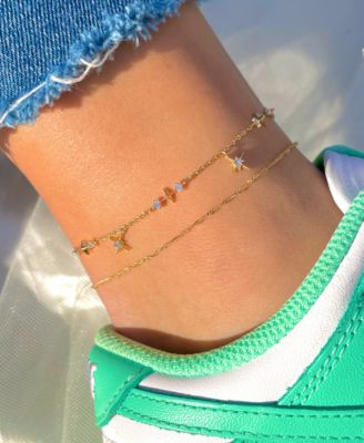 Crystal Wandering Gold Plated Stars Anklet