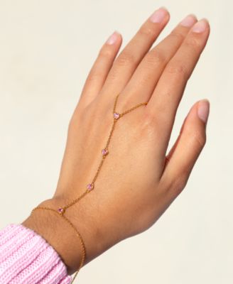 Crystal Te Amo Gold Plated Hand Chain Bracelet
