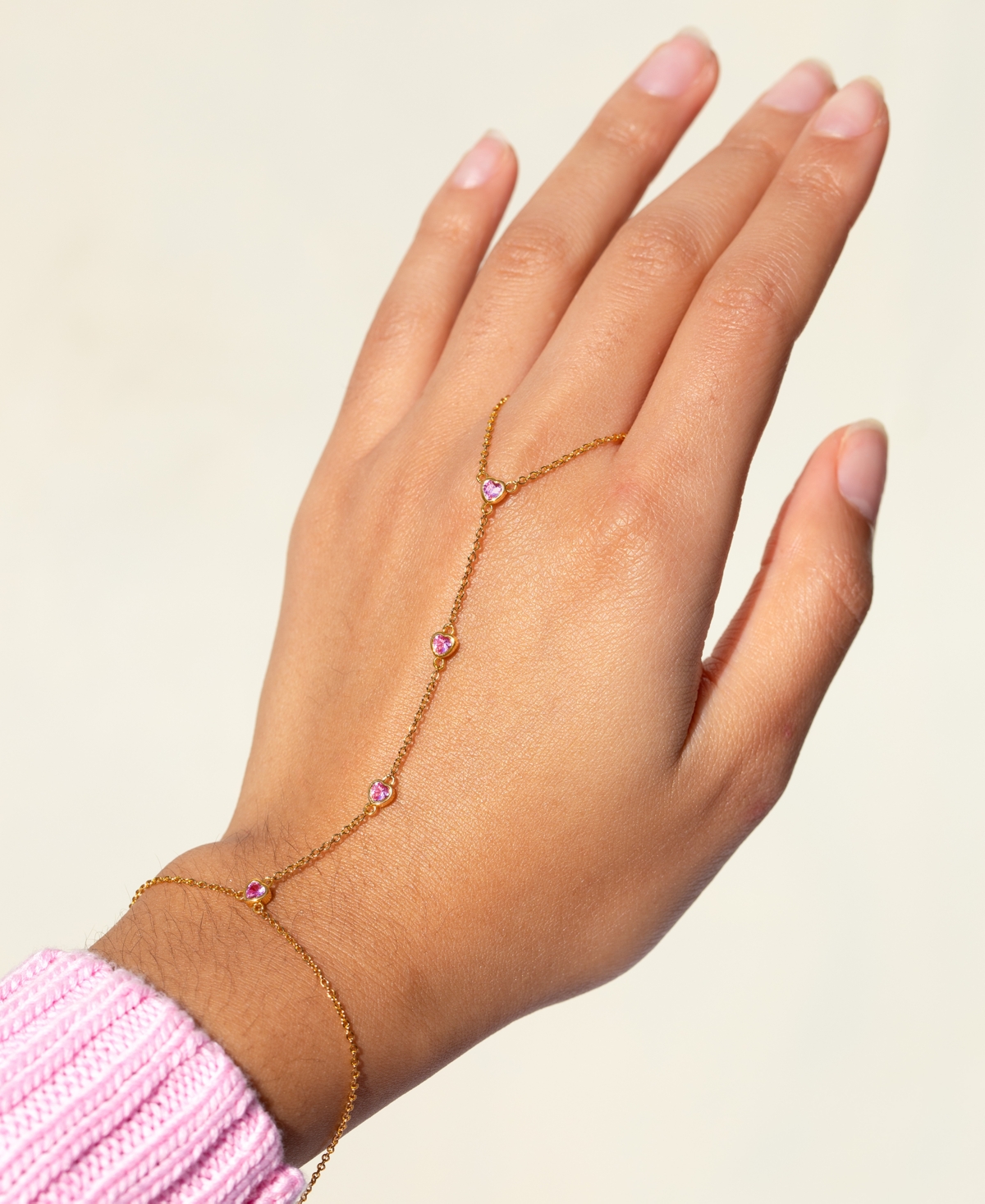 Girls Crew Crystal Te Amo Gold Plated Hand Chain Bracelet In Gold