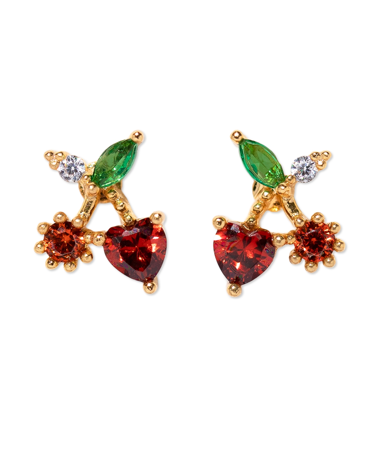 Girls Crew Crystal Gold Plated Cherry On Top Studs