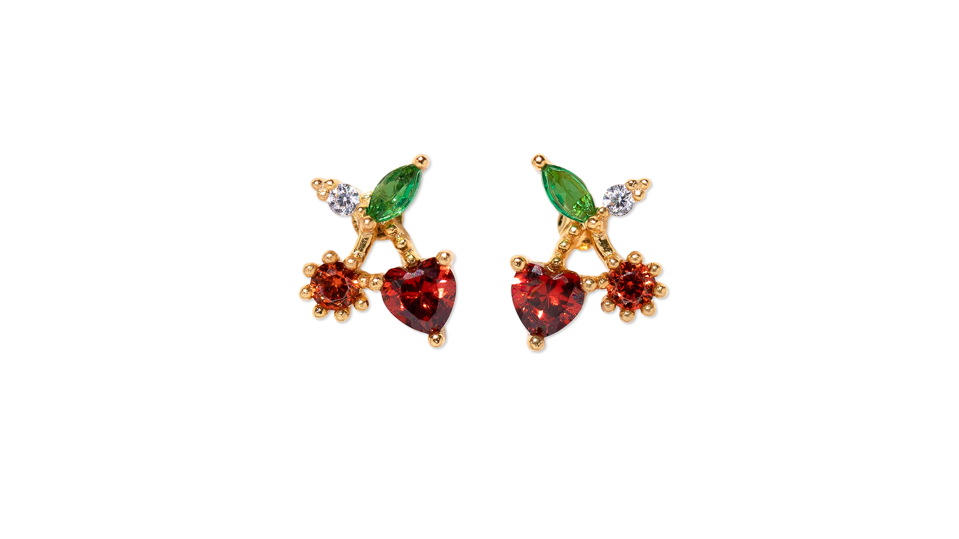 Girls Crew Crystal Gold Plated Cherry On Top Studs