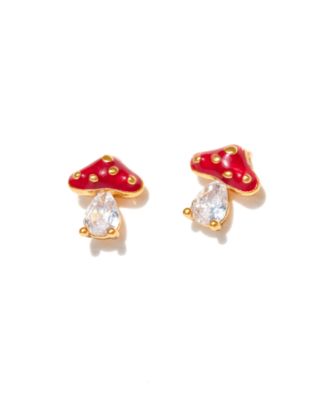 Crystal Gold Plated Magical Mushroom Studs