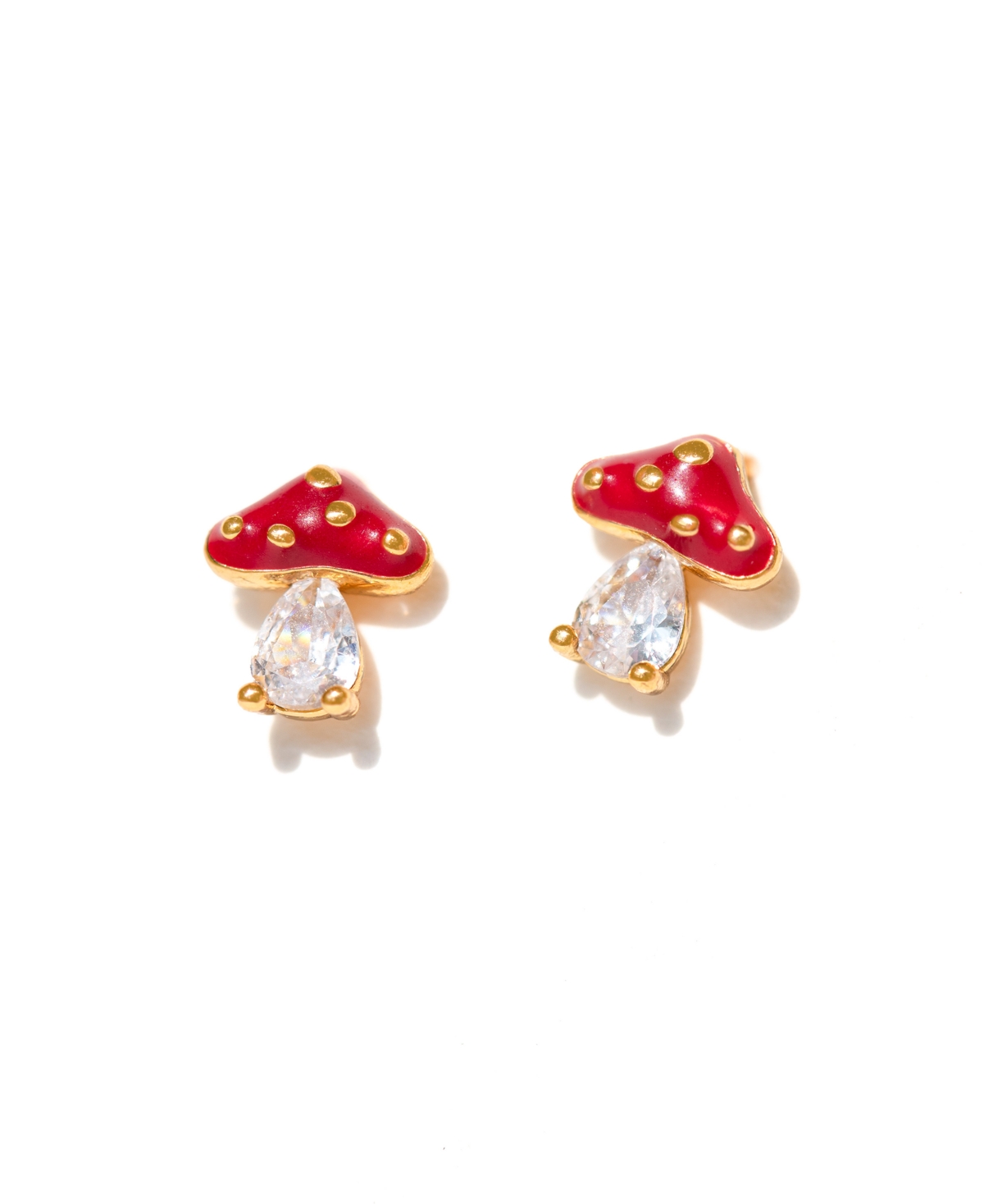 Girls Crew Crystal Gold Plated Magical Mushroom Studs In Gold