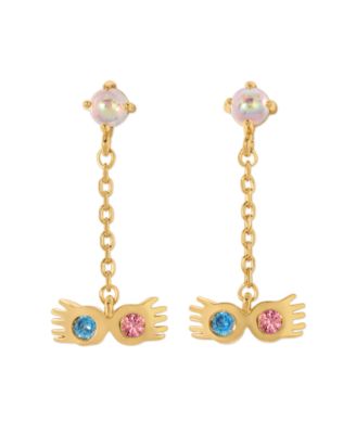 Harry Potter Luna Lovegood Crystal Gold Plated Dangle Earrings