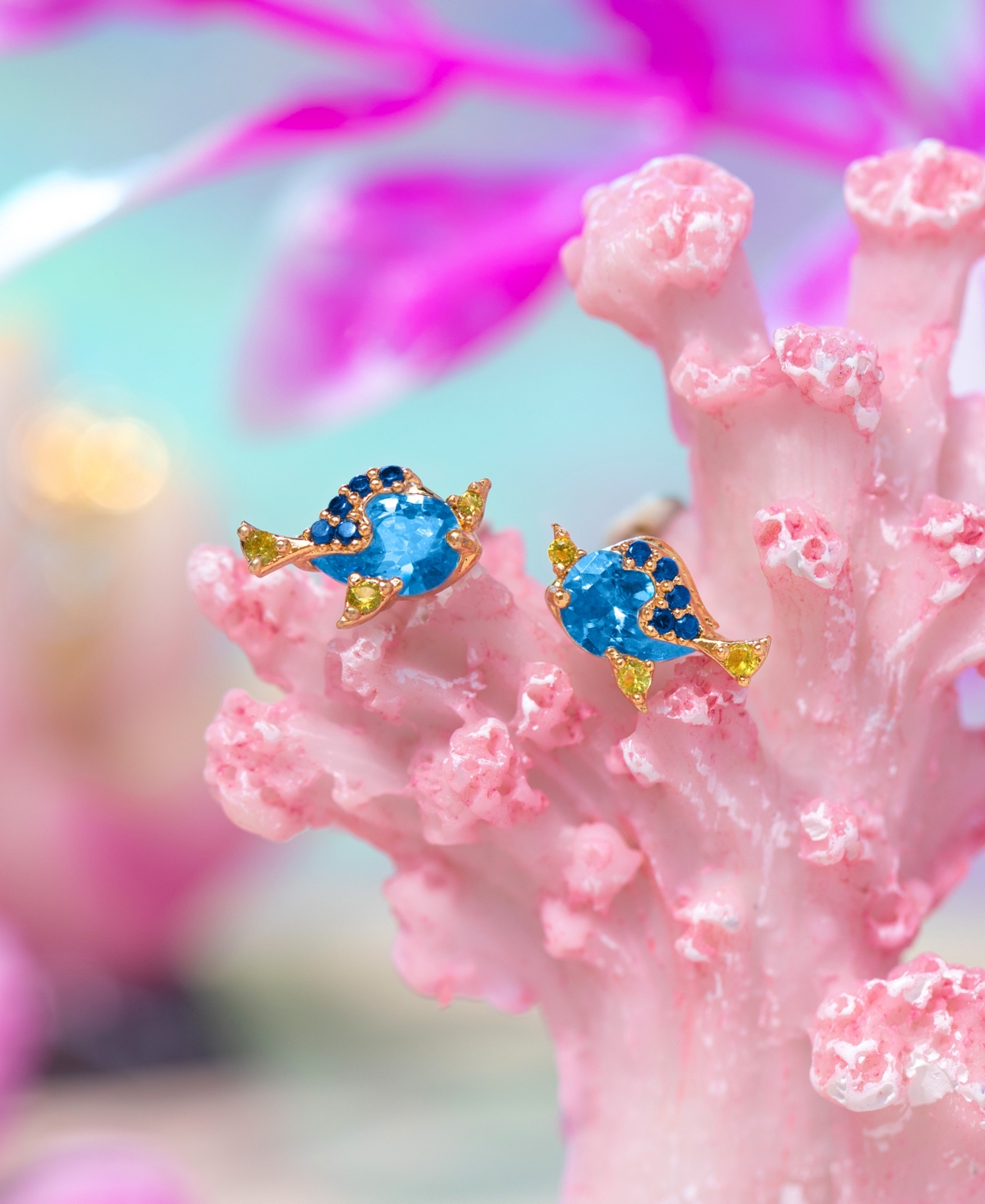 Girls Crew Crystal Gold Plated Pixar Finding Nemo Dory Stud Earrings