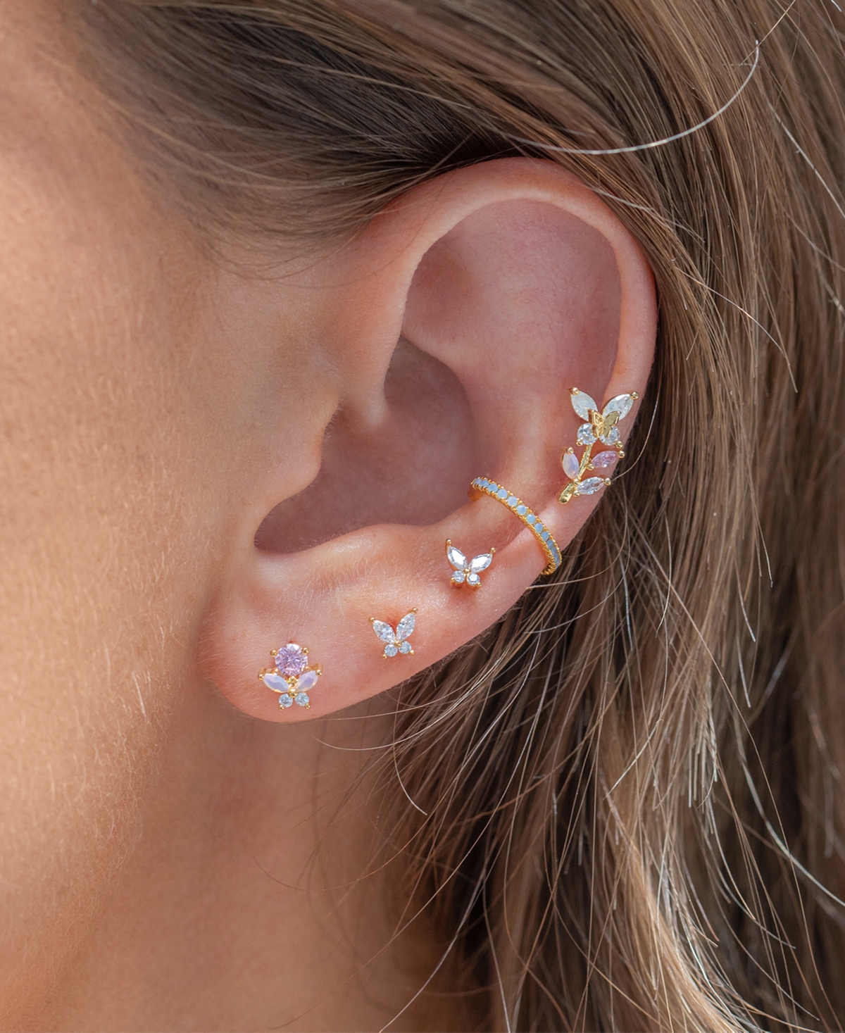 Girls Crew Crystal Milkyway Gold Plated Cuff Earrings In Gold