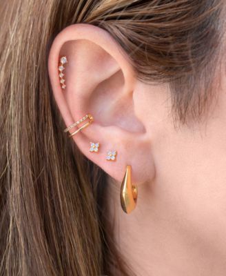 Crystal Gold Plated Blue Blossom Flat Back Earrings