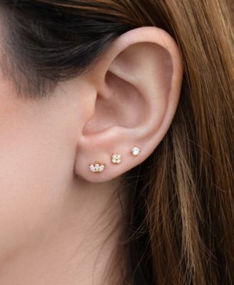 Crystal Dainty Brilliance Flat Back Gold Plated Earrings