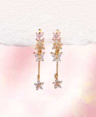 Crystal Gold Plated Mari Dangle Hoop Earrings