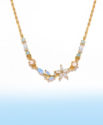 Crystal Blushing Gold Plated Blossom Necklace