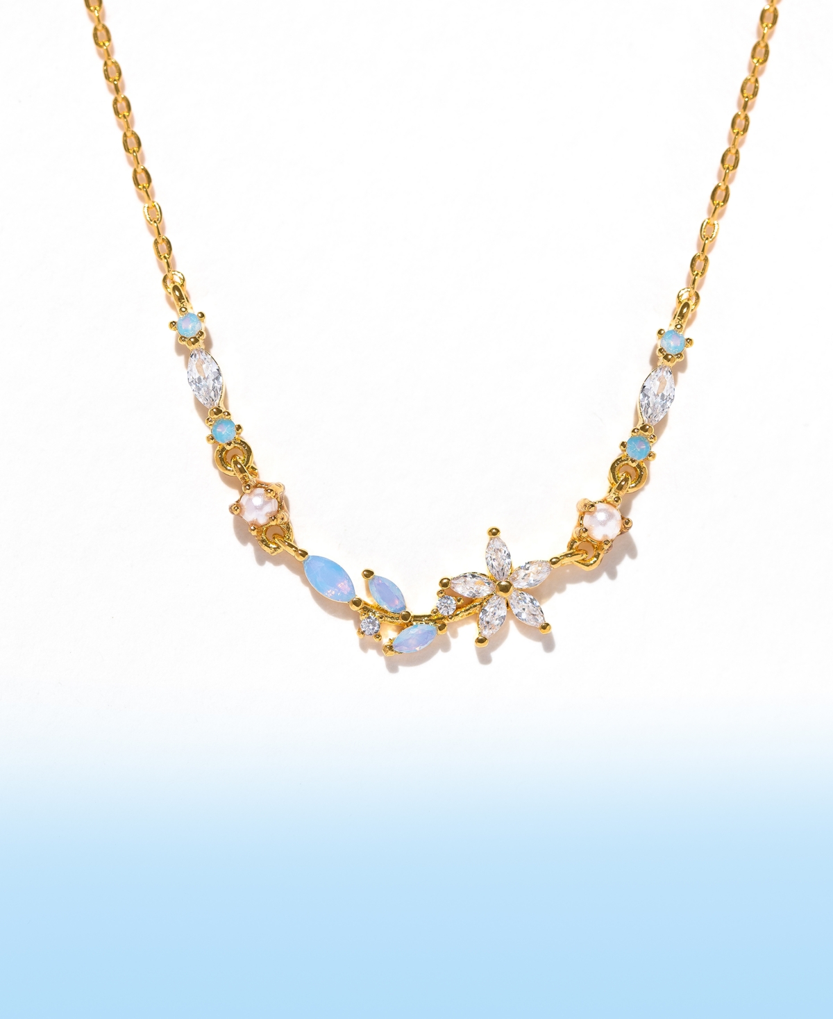 Girls Crew Crystal Blushing Gold Plated Blossom Necklace In Gold