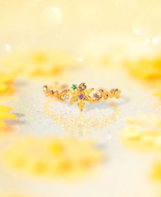 Disney Tangled Sundrop Flower Gold Plated Crystal Rings
