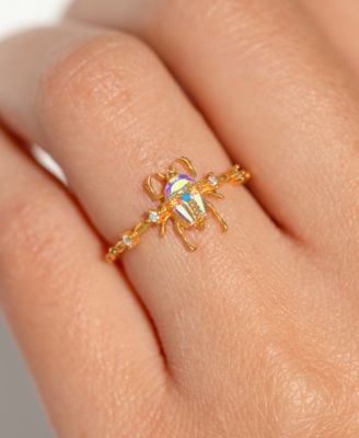 Beetlejuice Crystal Gold Plated Rings