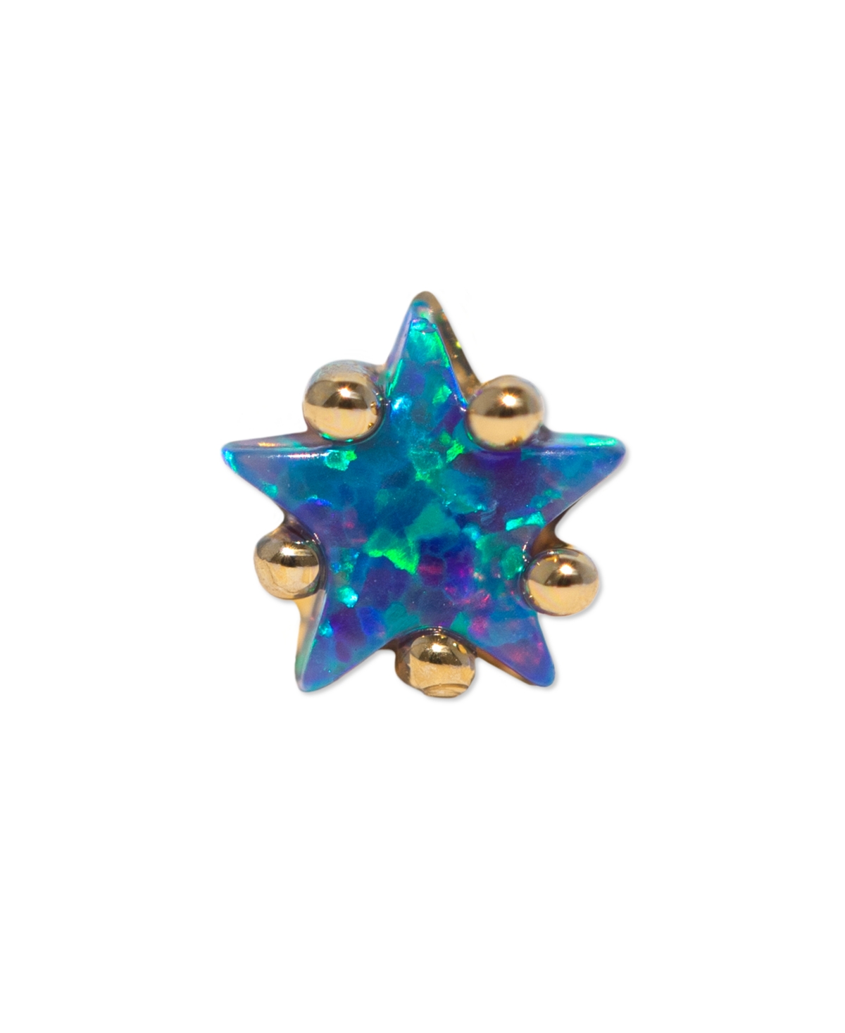Girls Crew Gold Plated Faux Blue Opal Star Crystal Piercing Style Earrings In Gold