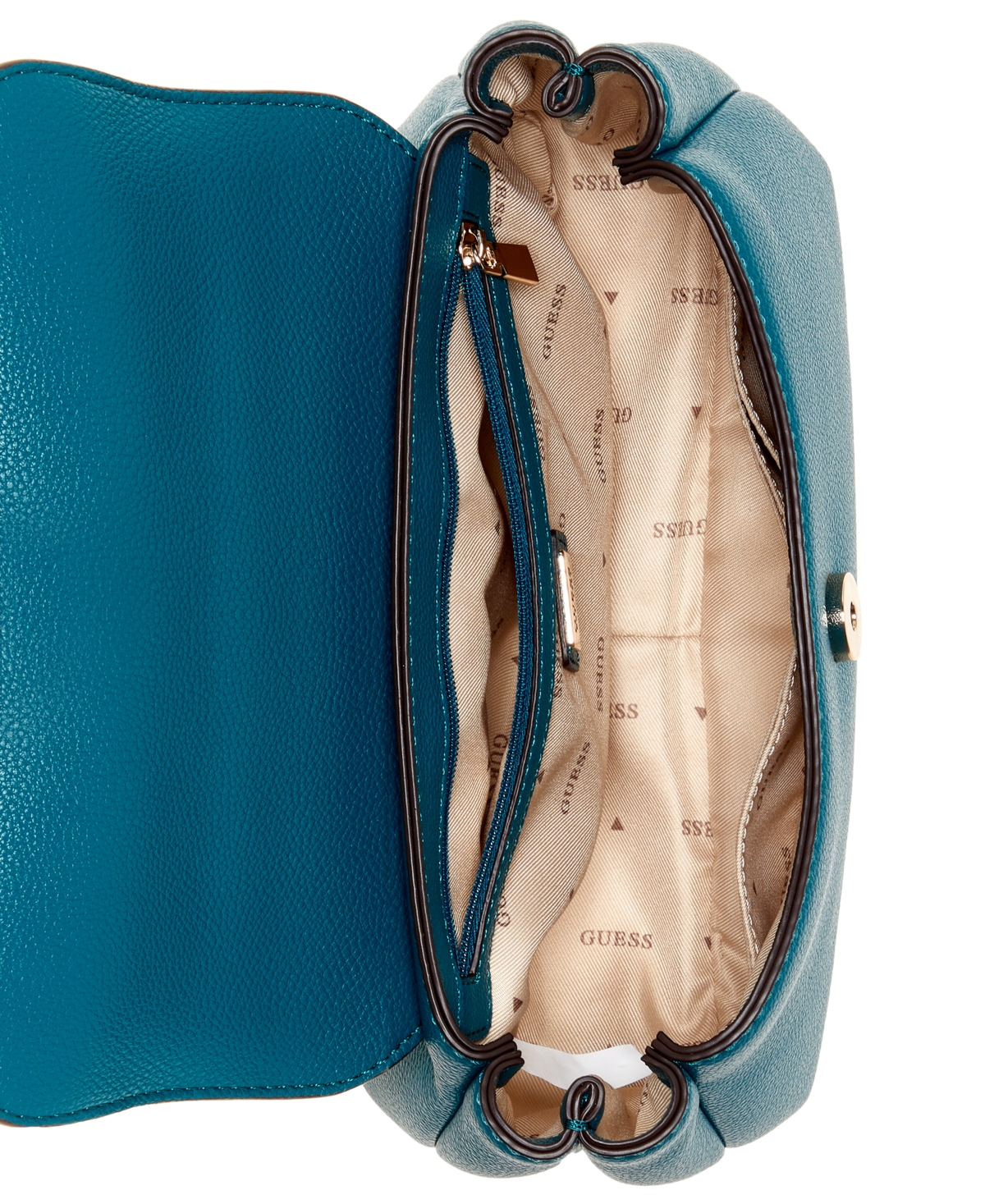 Guess Evie Top Handle Flap Small Crossbody Bag In Blue
