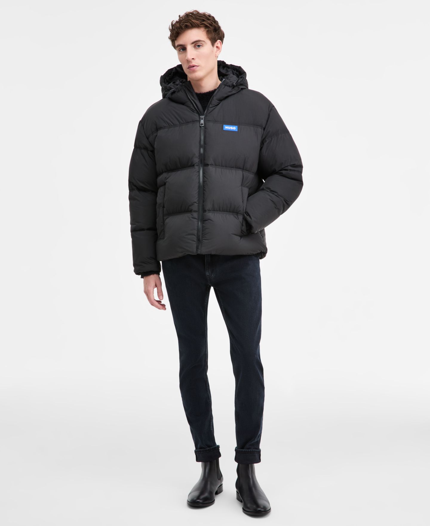 Мужская куртка Hugo Boss Bodo Hooded Puffer, цвет: Чёрный — фото 1