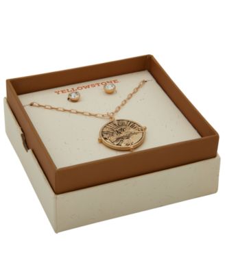 2-Pc. Landscape Pendant Necklace and Stud Earrings Gift Set