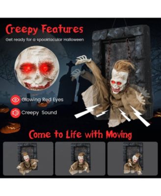 Halloween Hanging Animated Zombie Prisoner Decoration Glowing Eye Indoor Outdoor