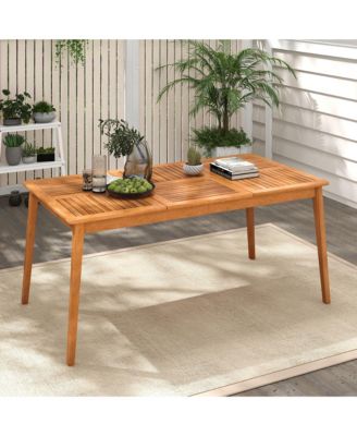6-Person Outdoor Acacia Wood Dining Table w/ 1.96'' Umbrella Hole Rectangular