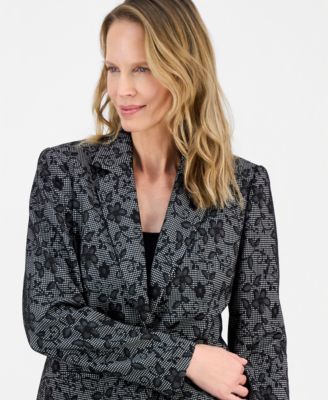 Women's Floral Ponte Notch-Collar Jacket
