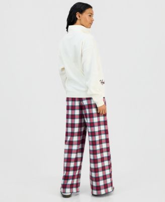 Grayson Threads, The Label Grayson Threads The Label Juniors Hello Kitty Quarter Snap Sweatshirt Hello Kitty Plaid Fleece Pants In White