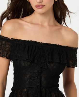 Women's Off-The-Shoulder Lace Ruffle Top