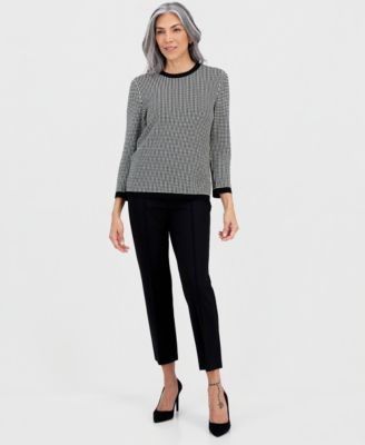 Women's Geometric-Print Crewneck Sweater 