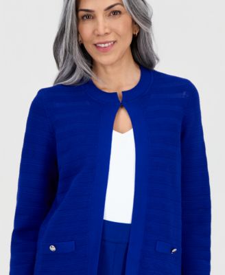 Women's Ottoman Stitch Long-Sleeve Cardigan Sweater