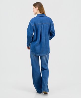 Indigo Rein Juniors' Denim Button-Up Shirt & Wide-Leg Jeans