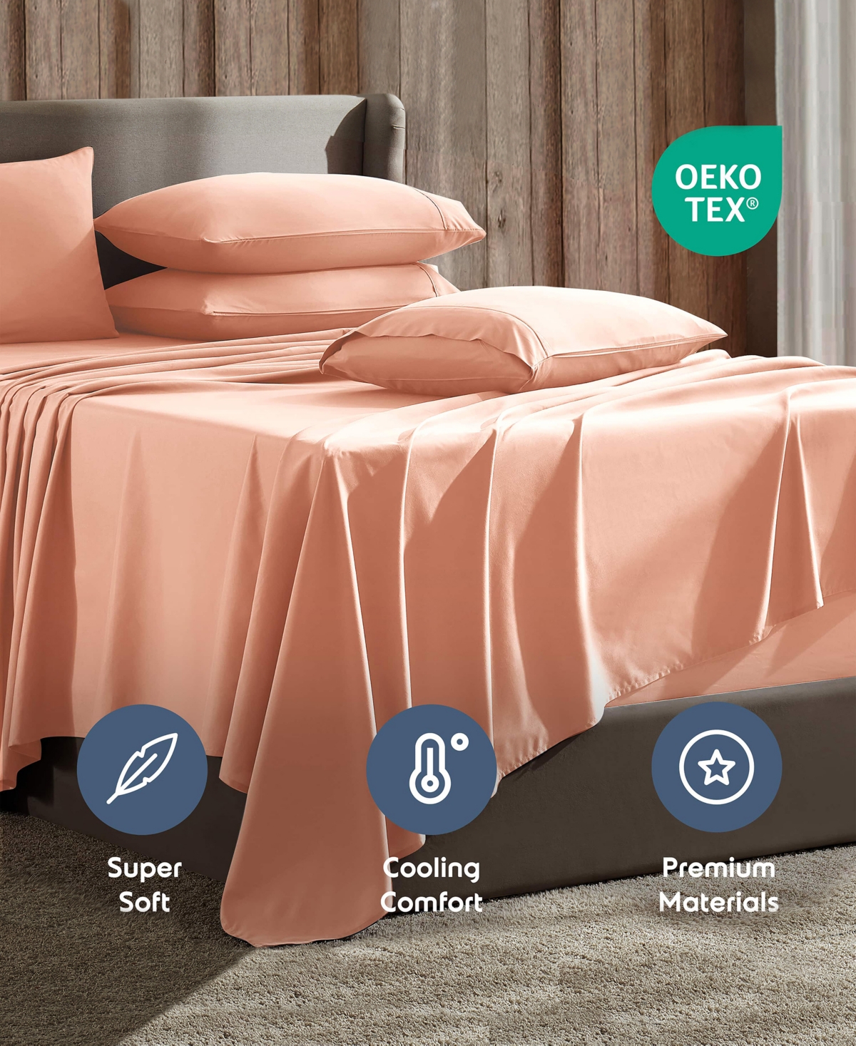 Nestl Extra Deep Pocket 6-pc. Sheet Set, California King In Brown