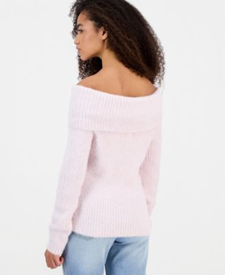 Juniors' Marilyn Off-the-Shoulder Lurex Sweater