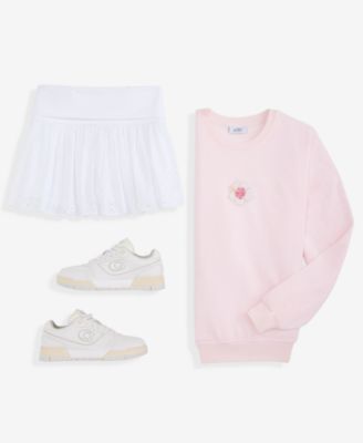 Juniors' Foldover-Waist Eyelet-Embroidered Skort